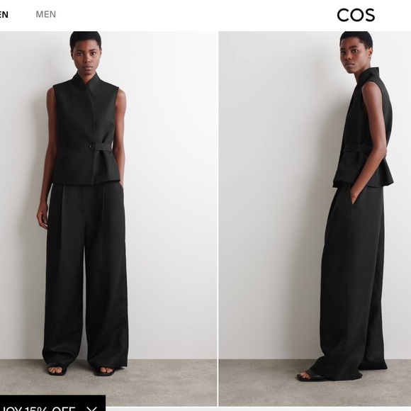 COS Pants - COS Black Wide-Leg Trousers with High Waist